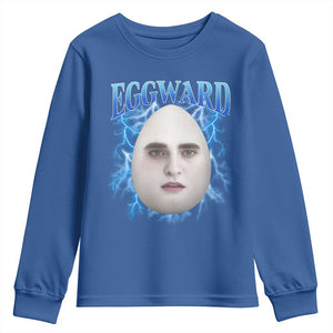 Eggward Youth Sweatshirt Funny Unhinged Meme Gen Z Humor Bootleg Graphic TS10 Royal Blue Print Your Wear