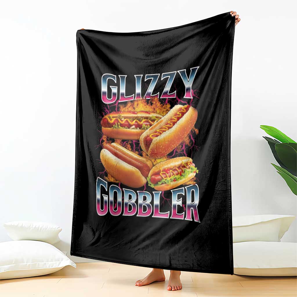Glizzy Gobbler Throw Blanket Vintage Hot Dog Meme Funny Foodie Gen Z TS10 Print Your Wear
