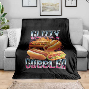 Glizzy Gobbler Throw Blanket Vintage Hot Dog Meme Funny Foodie Gen Z TS10 Print Your Wear