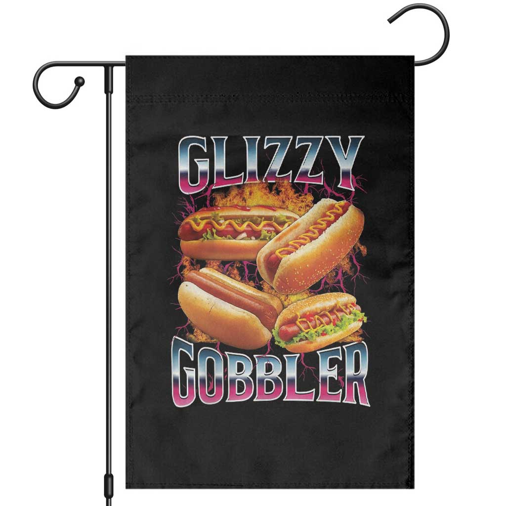Glizzy Gobbler Garden Flag Vintage Hot Dog Meme Funny Foodie Gen Z TS10 Black Print Your Wear