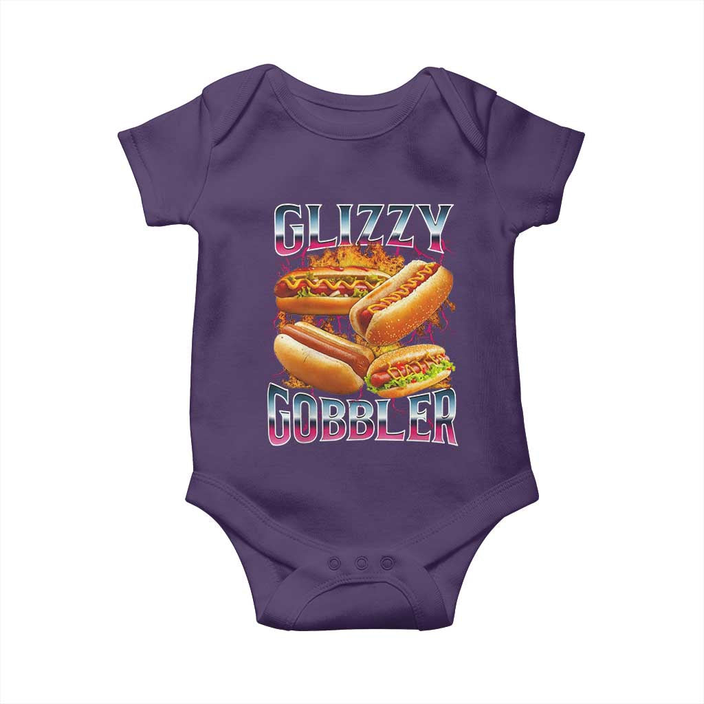 Glizzy Gobbler Baby Onesie Vintage Hot Dog Meme Funny Foodie Gen Z TS10 Purple Print Your Wear