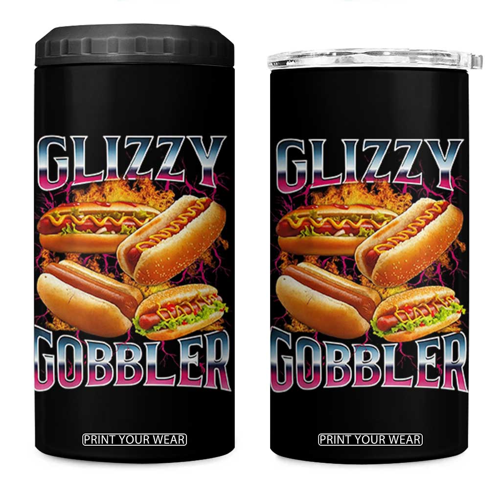 Glizzy Gobbler 4 in 1 Can Cooler Tumbler Vintage Hot Dog Meme Funny Foodie Gen Z TS10 One Size: 16 oz Black Print Your Wear
