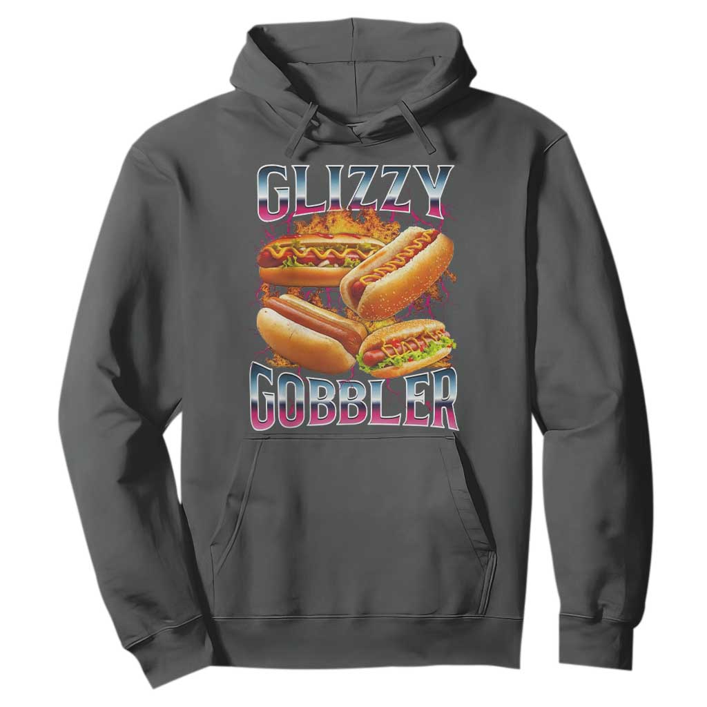 Glizzy Gobbler Hoodie Vintage Hot Dog Meme Funny Foodie Gen Z TS10 Dark Heather Print Your Wear