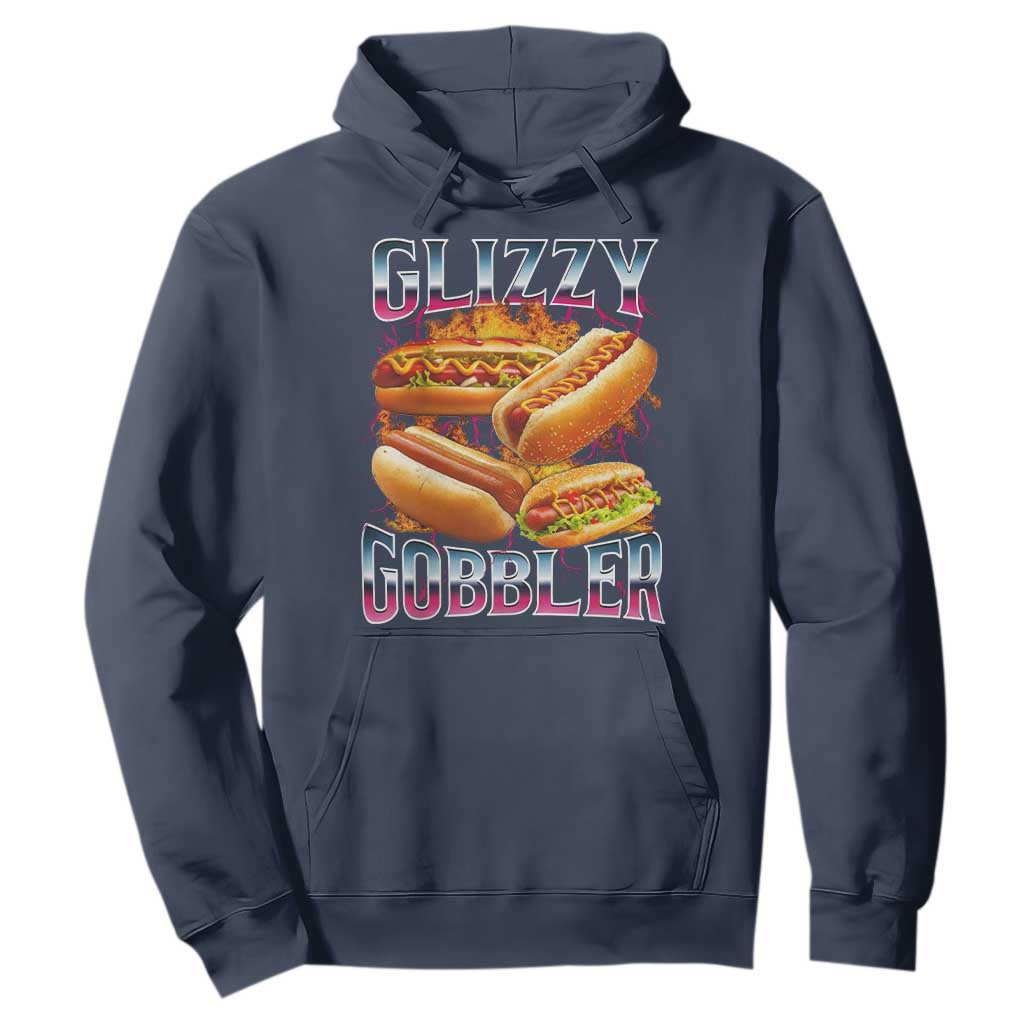 Glizzy Gobbler Hoodie Vintage Hot Dog Meme Funny Foodie Gen Z TS10 Navy Print Your Wear
