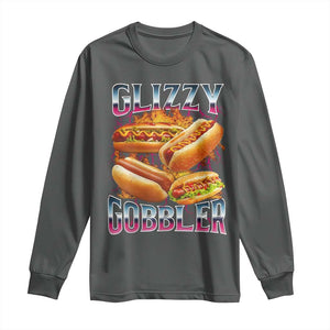 Glizzy Gobbler Long Sleeve Shirt Vintage Hot Dog Meme Funny Foodie Gen Z TS10 Dark Heather Print Your Wear