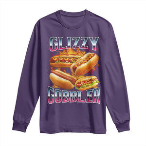 Glizzy Gobbler Long Sleeve Shirt Vintage Hot Dog Meme Funny Foodie Gen Z TS10 Purple Print Your Wear