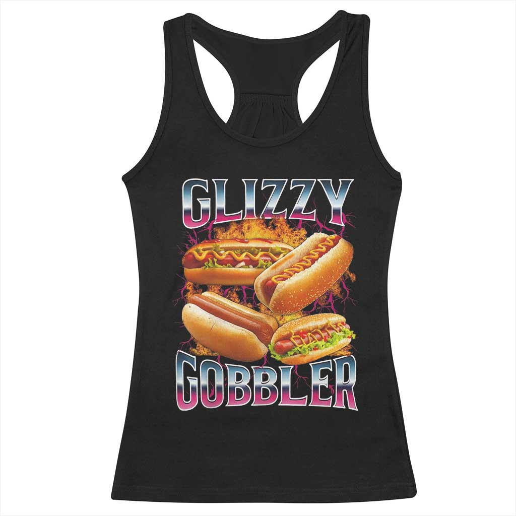 Glizzy Gobbler Racerback Tank Top Vintage Hot Dog Meme Funny Foodie Gen Z TS10 Black Print Your Wear