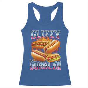 Glizzy Gobbler Racerback Tank Top Vintage Hot Dog Meme Funny Foodie Gen Z TS10 Royal Blue Print Your Wear