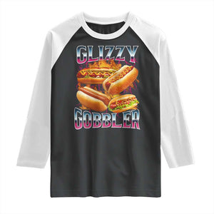 Glizzy Gobbler Raglan Shirt Vintage Hot Dog Meme Funny Foodie Gen Z TS10 Black White Print Your Wear