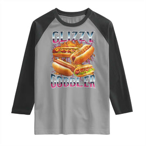 Glizzy Gobbler Raglan Shirt Vintage Hot Dog Meme Funny Foodie Gen Z TS10 Sport Gray Black Print Your Wear