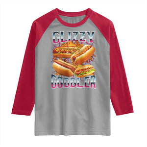 Glizzy Gobbler Raglan Shirt Vintage Hot Dog Meme Funny Foodie Gen Z TS10 Sport Gray Red Print Your Wear