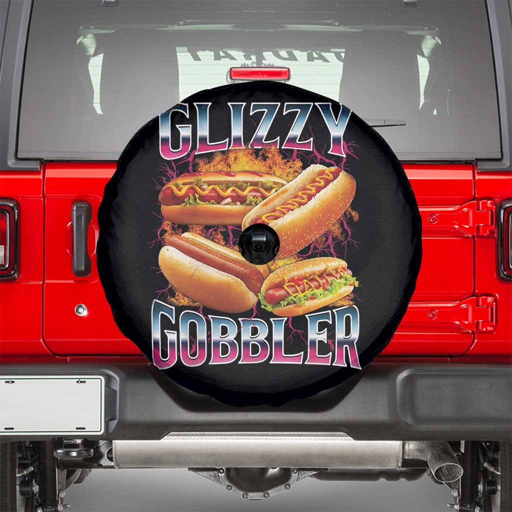 Glizzy Gobbler Spare Tire Cover Vintage Hot Dog Meme Funny Foodie Gen Z TS10 Black Print Your Wear