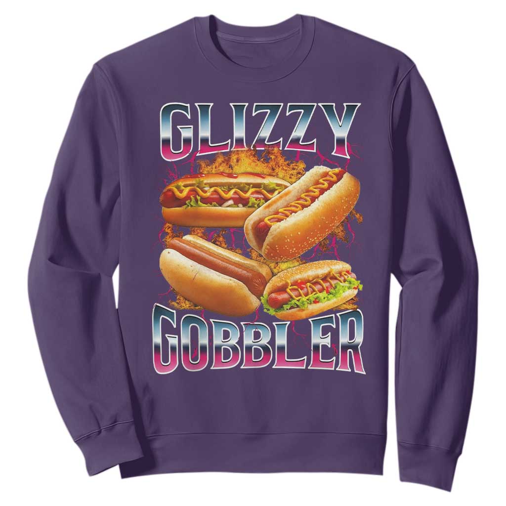 Glizzy Gobbler Sweatshirt Vintage Hot Dog Meme Funny Foodie Gen Z TS10 Purple Print Your Wear