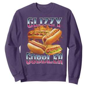 Glizzy Gobbler Sweatshirt Vintage Hot Dog Meme Funny Foodie Gen Z TS10 Purple Print Your Wear