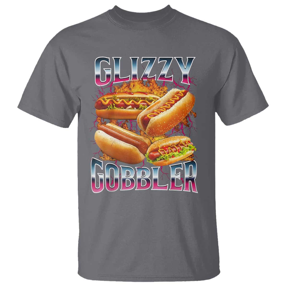 Glizzy Gobbler T Shirt Vintage Hot Dog Meme Funny Foodie Gen Z TS10 Charcoal Print Your Wear