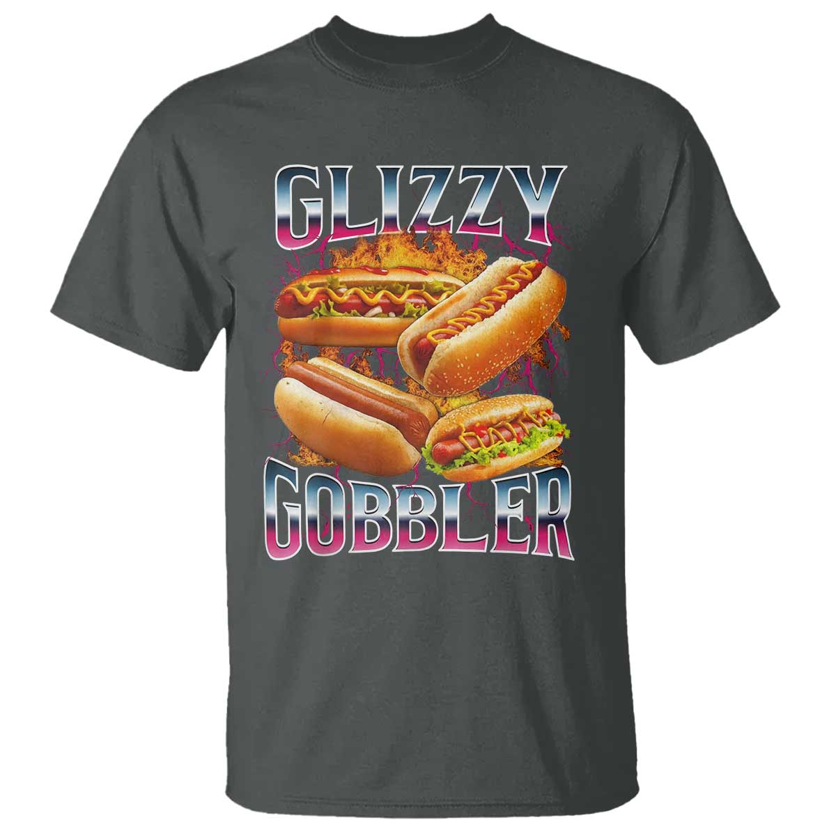 Glizzy Gobbler T Shirt Vintage Hot Dog Meme Funny Foodie Gen Z TS10 Dark Heather Print Your Wear