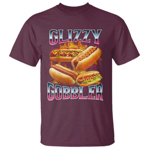 Glizzy Gobbler T Shirt Vintage Hot Dog Meme Funny Foodie Gen Z TS10 Maroon Print Your Wear
