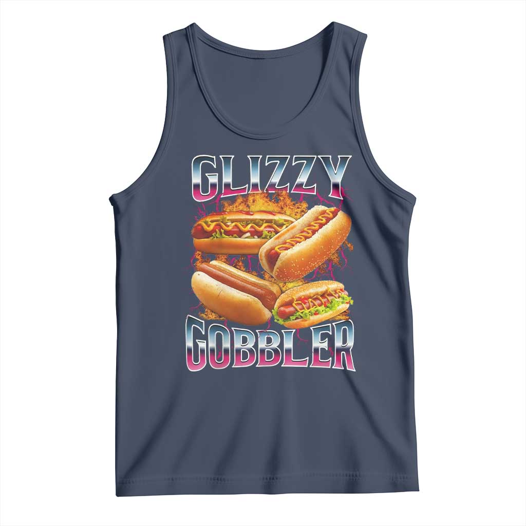 Glizzy Gobbler Tank Top Vintage Hot Dog Meme Funny Foodie Gen Z TS10 Navy Print Your Wear