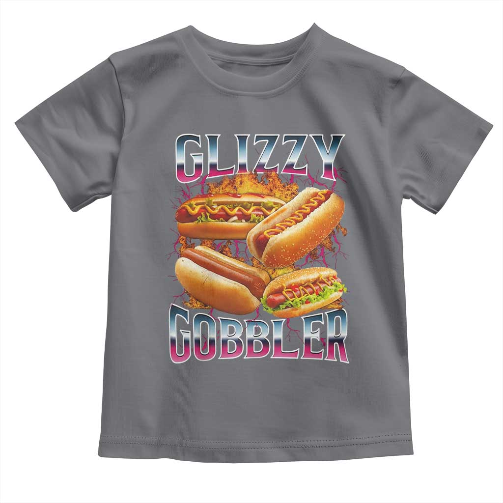 Glizzy Gobbler Toddler T Shirt Vintage Hot Dog Meme Funny Foodie Gen Z TS10 Charcoal Print Your Wear