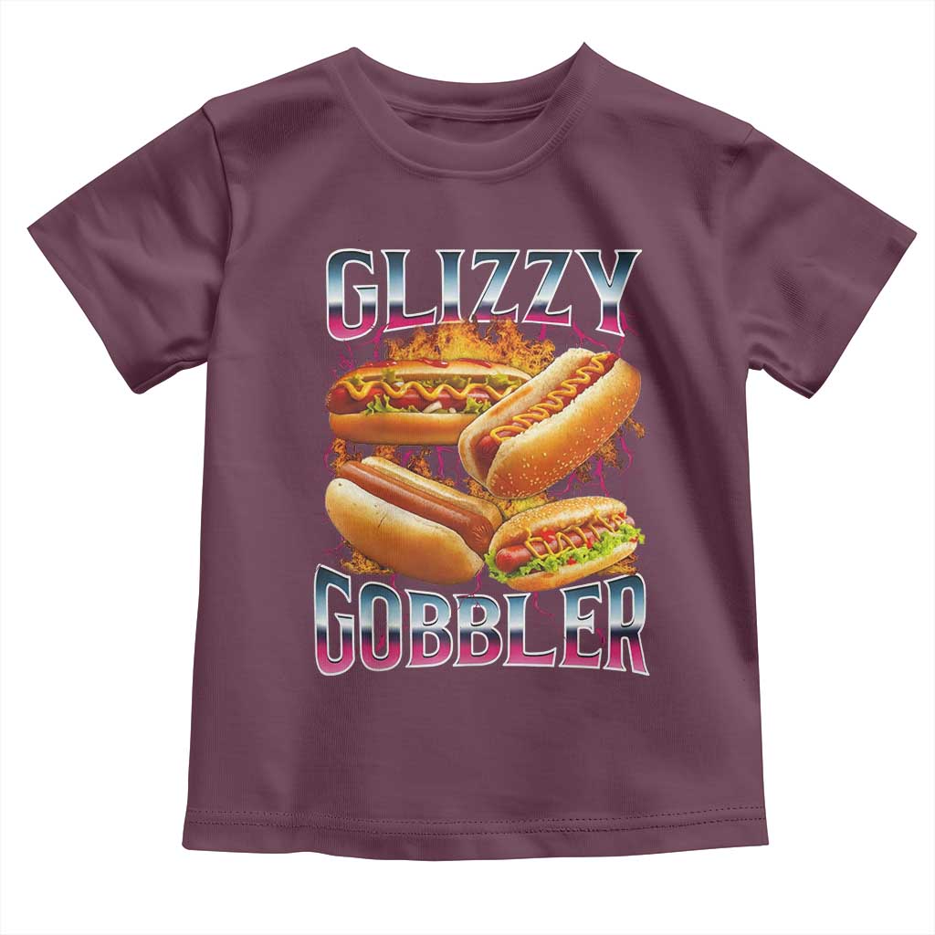 Glizzy Gobbler Toddler T Shirt Vintage Hot Dog Meme Funny Foodie Gen Z TS10 Maroon Print Your Wear
