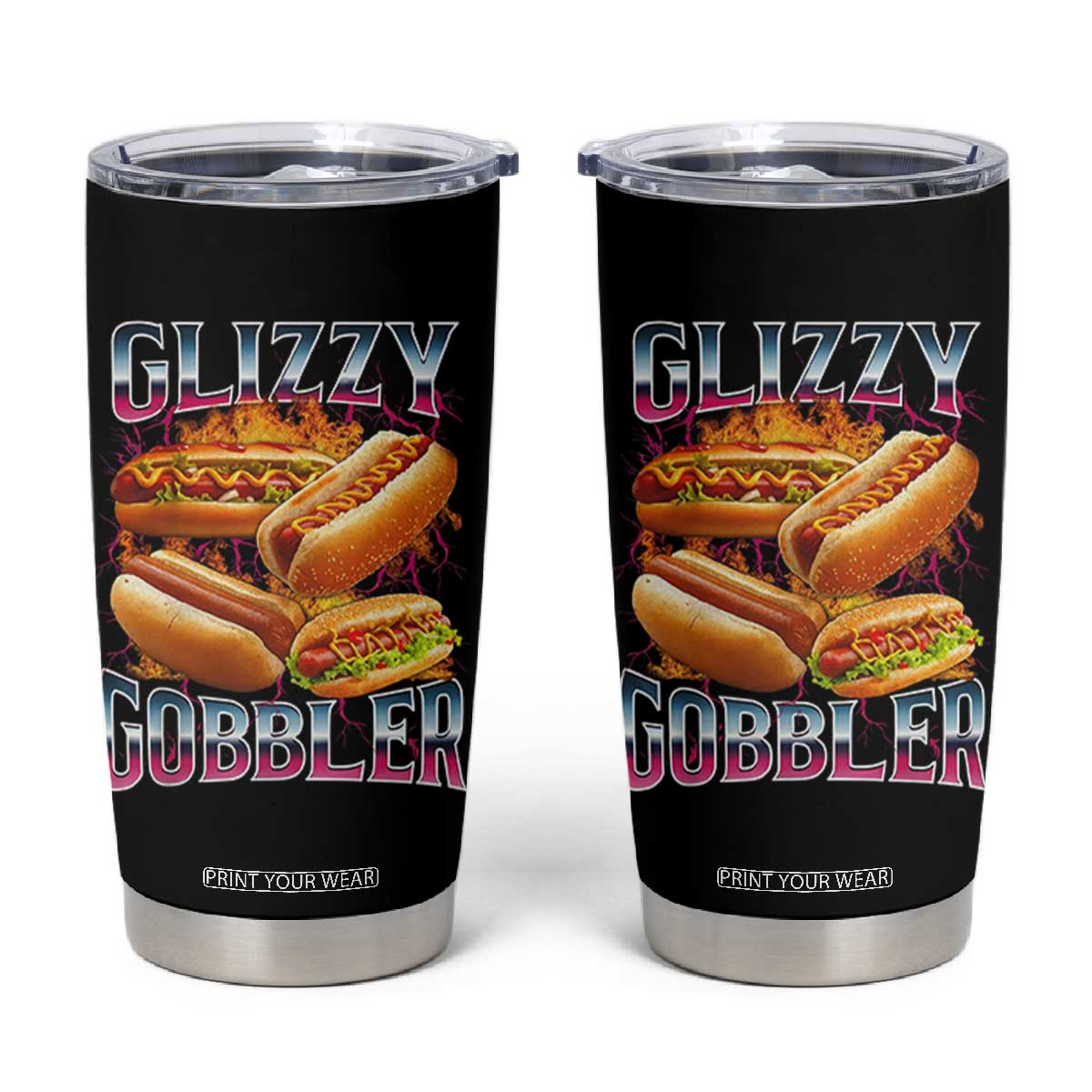Glizzy Gobbler Tumbler Cup Vintage Hot Dog Meme Funny Foodie Gen Z TS10 Black Print Your Wear