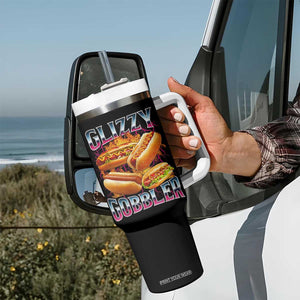 Glizzy Gobbler Tumbler With Handle Vintage Hot Dog Meme Funny Foodie Gen Z TS10 Print Your Wear