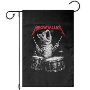 Rock On Vintage Drummer Cat Garden Flag Vintage 90s 80s Band Style Gift for Cat Owners TS10 Black Print Your Wear