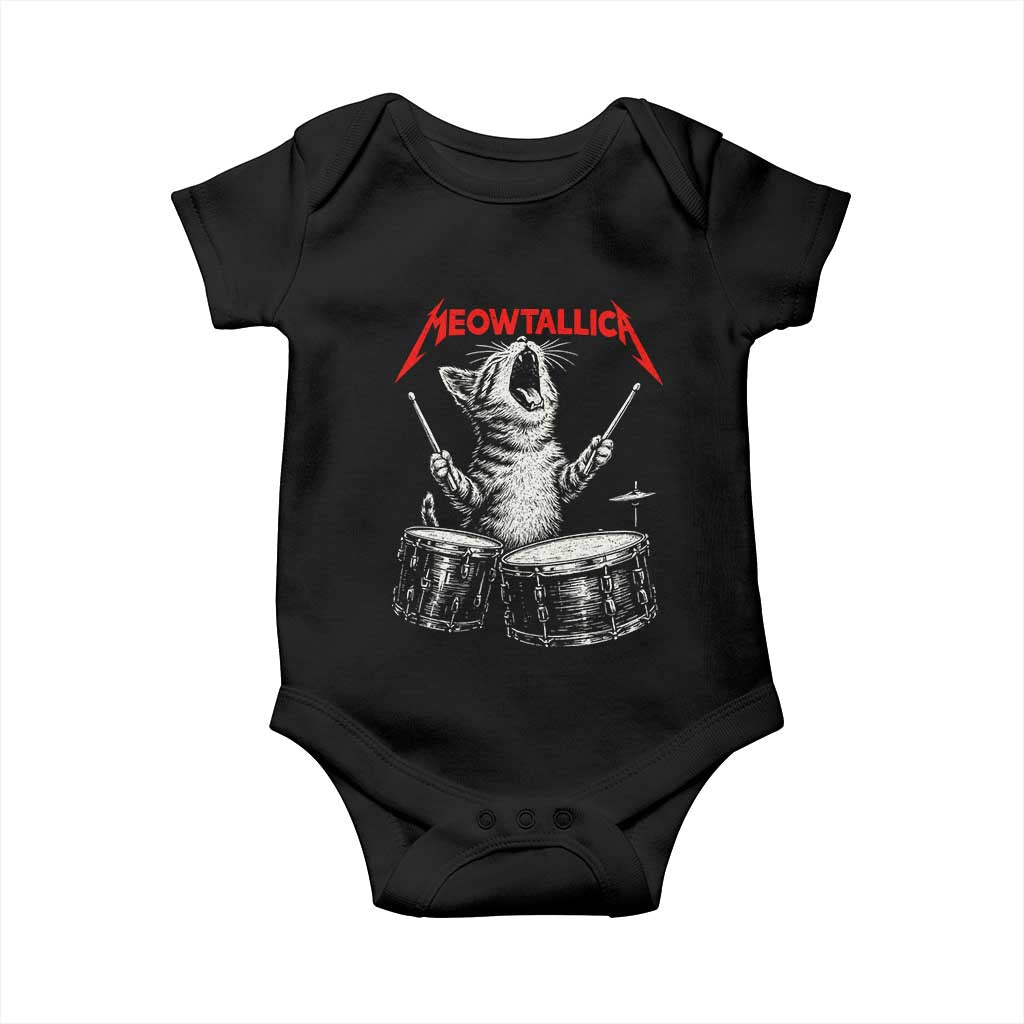Rock On Vintage Drummer Cat Baby Onesie Vintage 90s 80s Band Style Gift for Cat Owners TS10 Black Print Your Wear