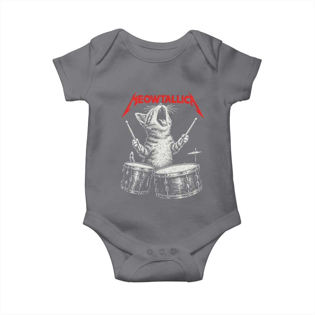 Rock On Vintage Drummer Cat Baby Onesie Vintage 90s 80s Band Style Gift for Cat Owners TS10 Charcoal Print Your Wear