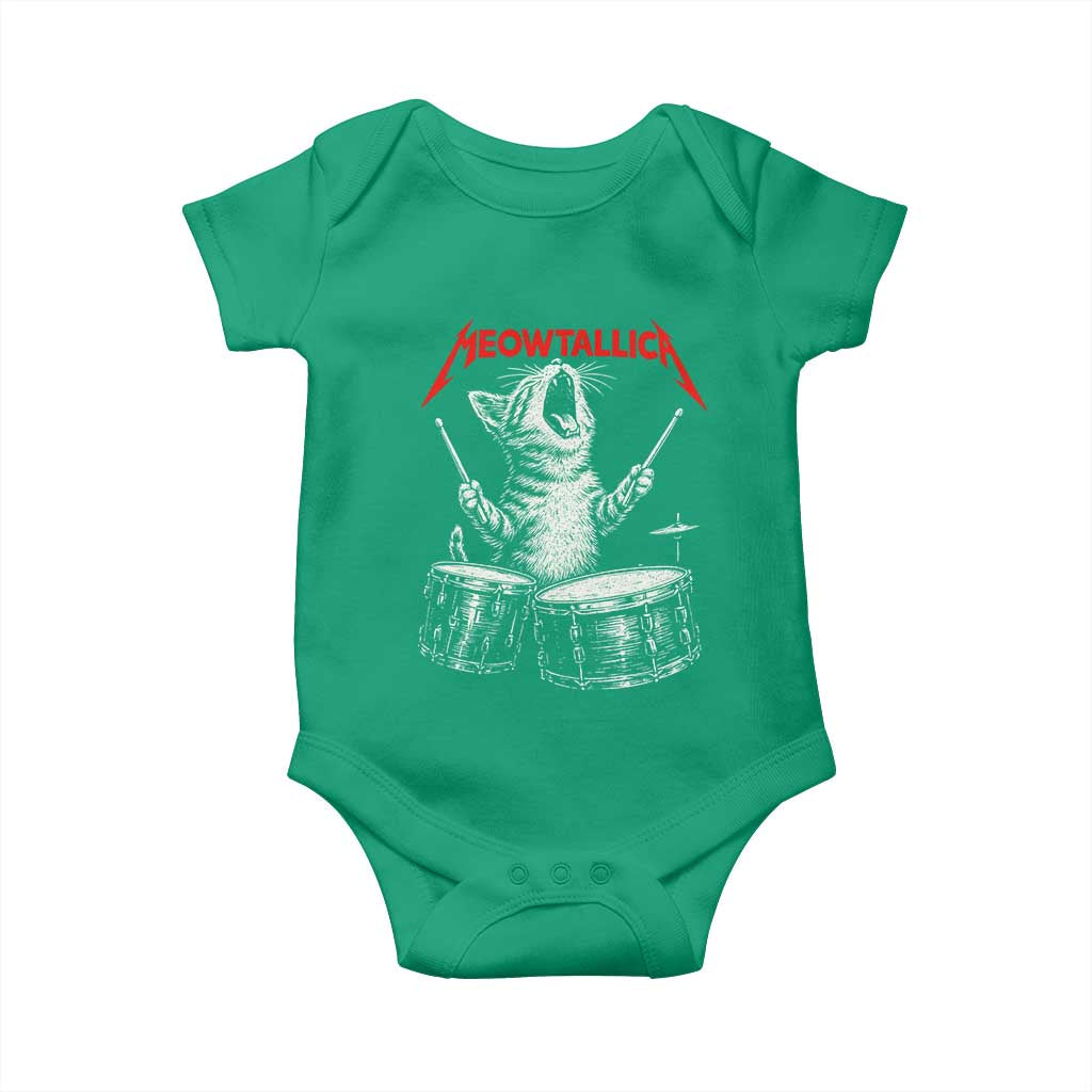 Rock On Vintage Drummer Cat Baby Onesie Vintage 90s 80s Band Style Gift for Cat Owners TS10 Irish Green Print Your Wear