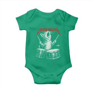 Rock On Vintage Drummer Cat Baby Onesie Vintage 90s 80s Band Style Gift for Cat Owners TS10 Irish Green Print Your Wear