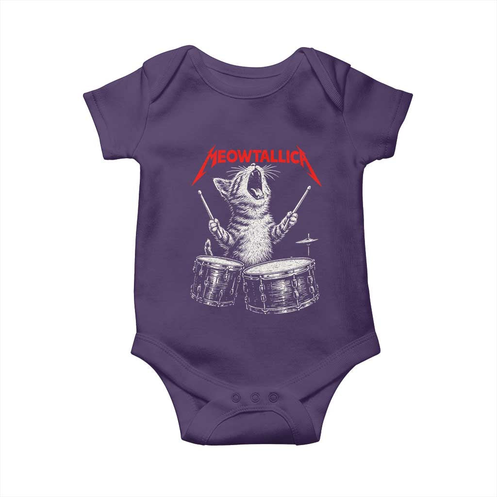 Rock On Vintage Drummer Cat Baby Onesie Vintage 90s 80s Band Style Gift for Cat Owners TS10 Purple Print Your Wear