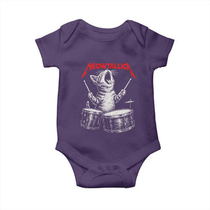 Rock On Vintage Drummer Cat Baby Onesie Vintage 90s 80s Band Style Gift for Cat Owners TS10 Purple Print Your Wear