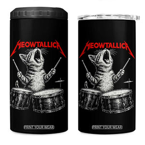 Rock On Vintage Drummer Cat 4 in 1 Can Cooler Tumbler Vintage 90s 80s Band Style Gift for Cat Owners TS10 One Size: 16 oz Black Print Your Wear