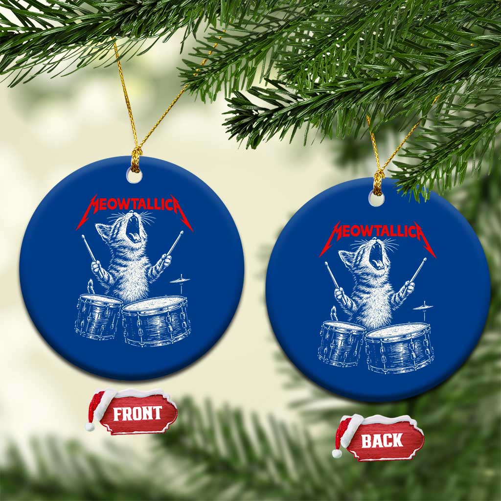 Rock On Vintage Drummer Cat Ceramic Ornament Vintage 90s 80s Band Style Gift for Cat Owners TS10 1pc Blue Print Your Wear