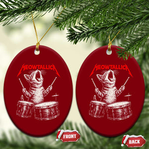 Rock On Vintage Drummer Cat Ceramic Ornament Vintage 90s 80s Band Style Gift for Cat Owners TS10 Print Your Wear
