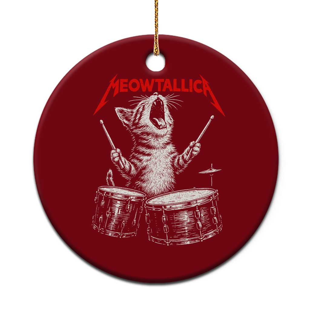 Rock On Vintage Drummer Cat Ceramic Ornament Vintage 90s 80s Band Style Gift for Cat Owners TS10 1pc Red Print Your Wear