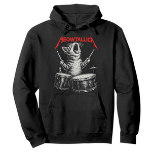 Rock On Vintage Drummer Cat Hoodie Vintage 90s 80s Band Style Gift for Cat Owners TS10 Black Print Your Wear