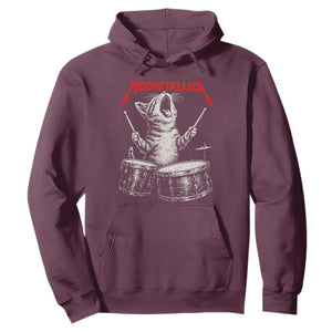 Rock On Vintage Drummer Cat Hoodie Vintage 90s 80s Band Style Gift for Cat Owners TS10 Maroon Print Your Wear