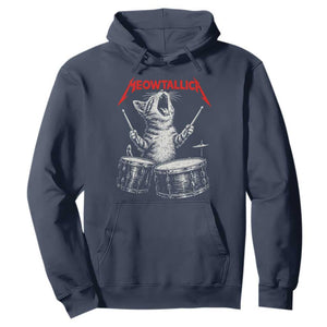 Rock On Vintage Drummer Cat Hoodie Vintage 90s 80s Band Style Gift for Cat Owners TS10 Navy Print Your Wear