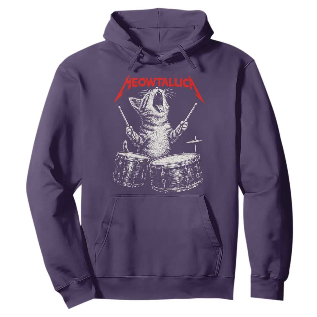 Rock On Vintage Drummer Cat Hoodie Vintage 90s 80s Band Style Gift for Cat Owners TS10 Purple Print Your Wear
