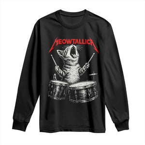 Rock On Vintage Drummer Cat Long Sleeve Shirt Vintage 90s 80s Band Style Gift for Cat Owners TS10 Black Print Your Wear