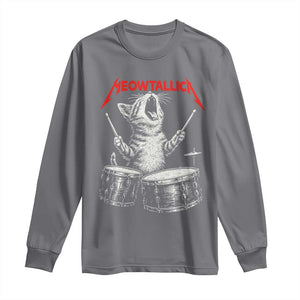 Rock On Vintage Drummer Cat Long Sleeve Shirt Vintage 90s 80s Band Style Gift for Cat Owners TS10 Charcoal Print Your Wear