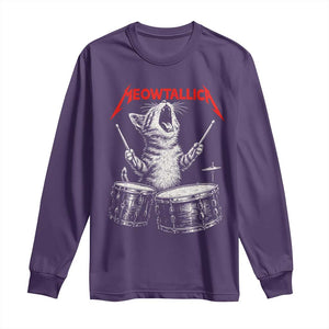 Rock On Vintage Drummer Cat Long Sleeve Shirt Vintage 90s 80s Band Style Gift for Cat Owners TS10 Purple Print Your Wear