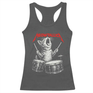 Rock On Vintage Drummer Cat Racerback Tank Top Vintage 90s 80s Band Style Gift for Cat Owners TS10 Dark Heather Print Your Wear