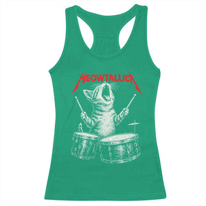 Rock On Vintage Drummer Cat Racerback Tank Top Vintage 90s 80s Band Style Gift for Cat Owners TS10 Irish Green Print Your Wear