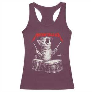Rock On Vintage Drummer Cat Racerback Tank Top Vintage 90s 80s Band Style Gift for Cat Owners TS10 Maroon Print Your Wear