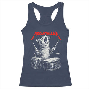 Rock On Vintage Drummer Cat Racerback Tank Top Vintage 90s 80s Band Style Gift for Cat Owners TS10 Navy Print Your Wear