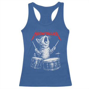 Rock On Vintage Drummer Cat Racerback Tank Top Vintage 90s 80s Band Style Gift for Cat Owners TS10 Royal Blue Print Your Wear