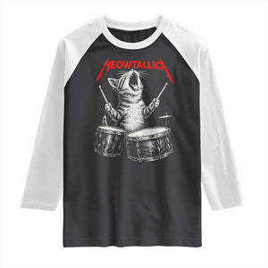 Rock On Vintage Drummer Cat Raglan Shirt Vintage 90s 80s Band Style Gift for Cat Owners TS10 Black White Print Your Wear